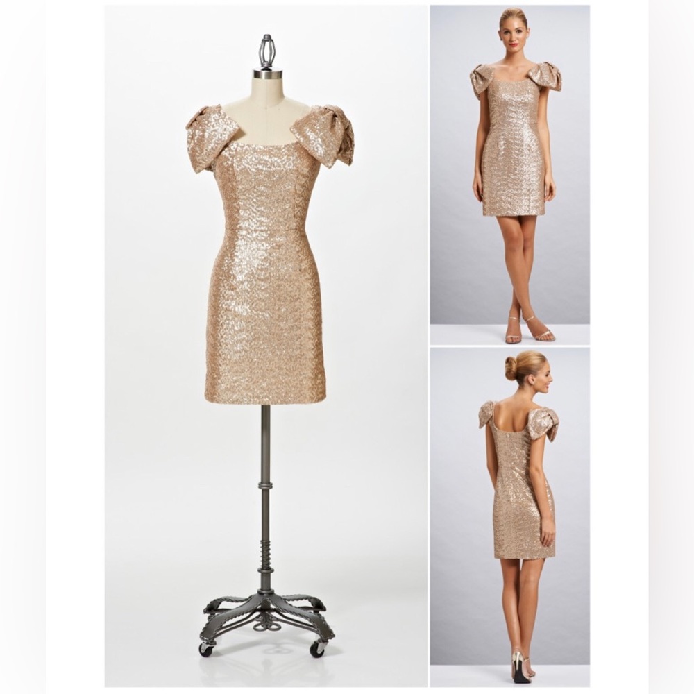 Kirribilla San Francisco Arabella Gold Sequin Bow Dress Size 6 Christmas, NYE